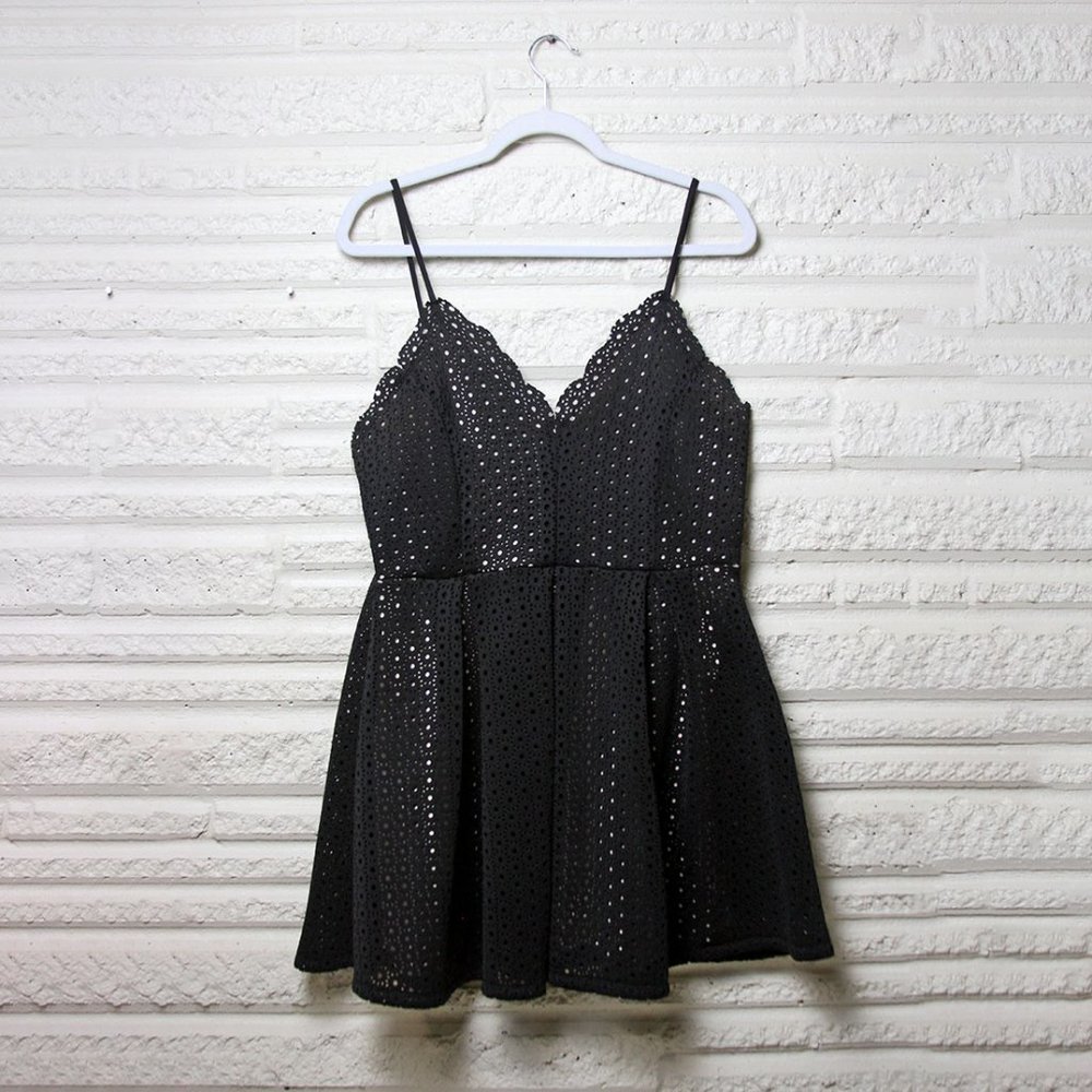 Charlotte Russe Round Cutout Black Thin Strap Dress, XL